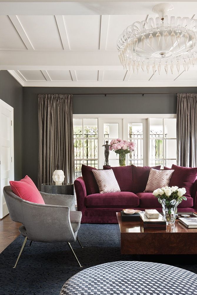 Burgundy And Grey Living Room Decor